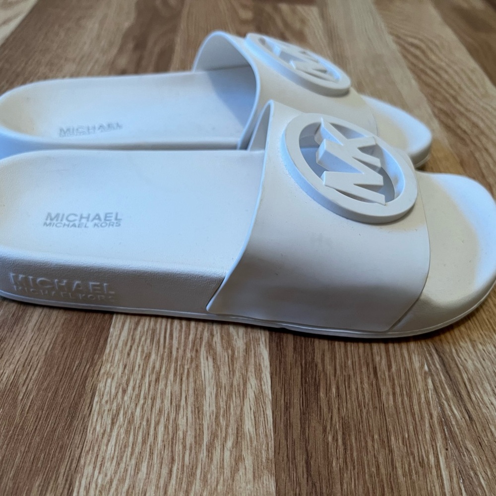 Michael Kors White Slide Sandals